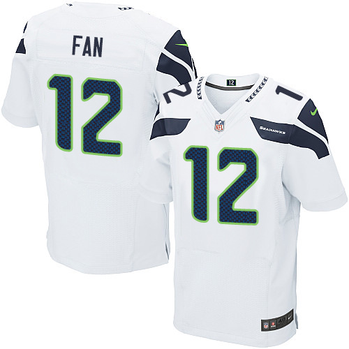 Men's Elite 12th Fan Nike Jersey White Road - NFL Seattle Seahawks